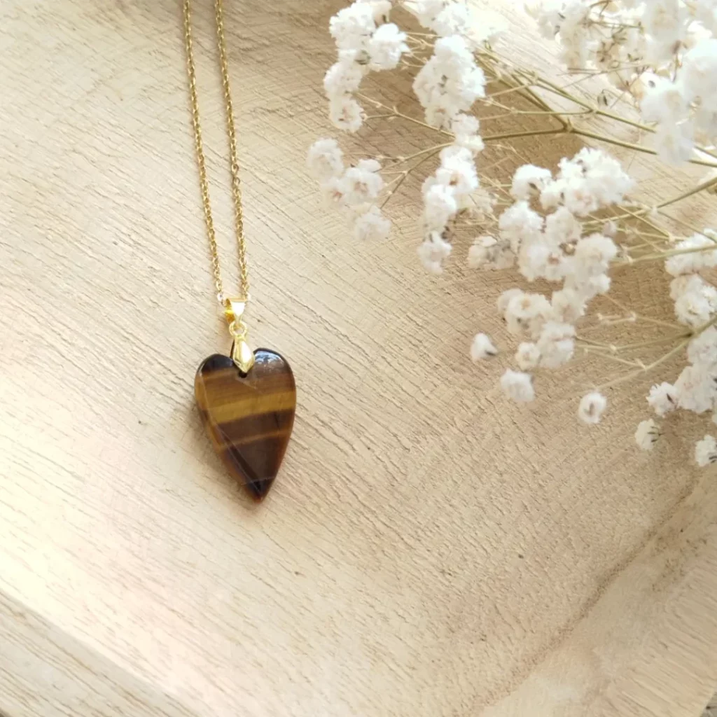 Collier Œil de Tigre Pierre Naturelle & Acier Inoxydable – Protection