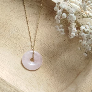 Collier en Quartz Rose – Amour & Apaisement – Acier Inoxydable