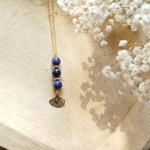 Collier Lapis-Lazuli Pierre Naturelle & Acier Inoxydable