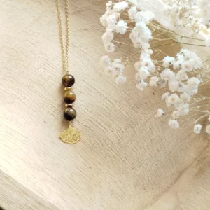 Collier Œil de Tigre Pierre Naturelle & Acier inoxydable