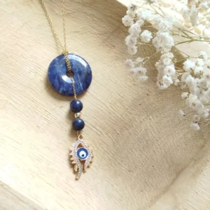 Collier Sodalite & Œil de Protection – Harmonie et Protection