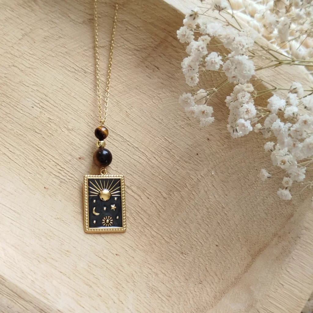 Talisman Œil de Tigre – Création Artisanale en Acier Inoxydable