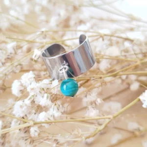 Bague Malachite Naturelle & Acier Inoxydable – Soulagement des douleurs