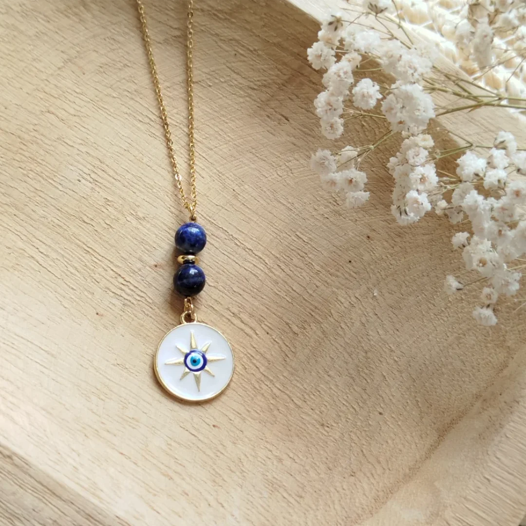 Collier Sodalite Œil de Protection – Bijou Apaisant et Protecteur