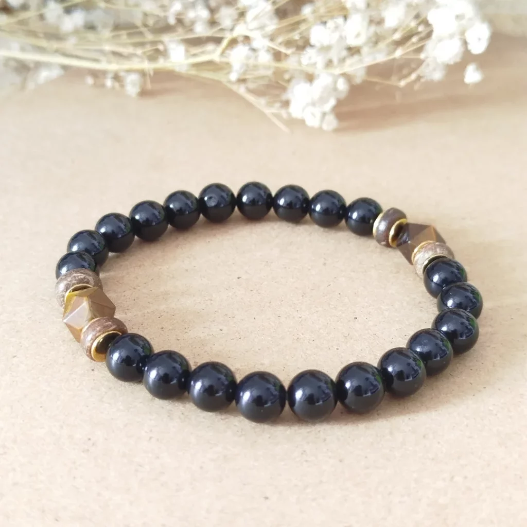 Bracelet Homme Onyx Bois & Œil de Tigre – Protection & Ancrage