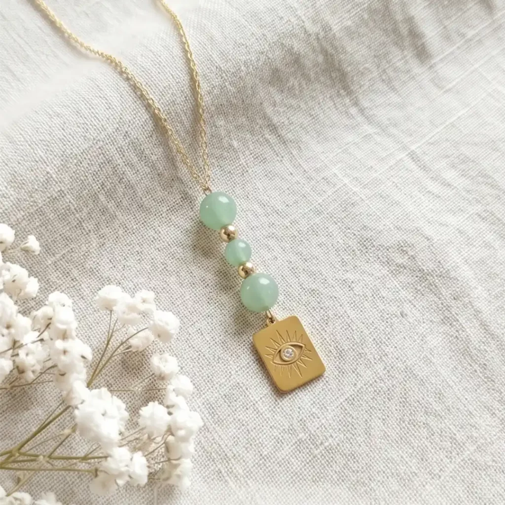 Collier Aventurine Verte – Pierre Naturelle & Acier Inoxydable - Chance