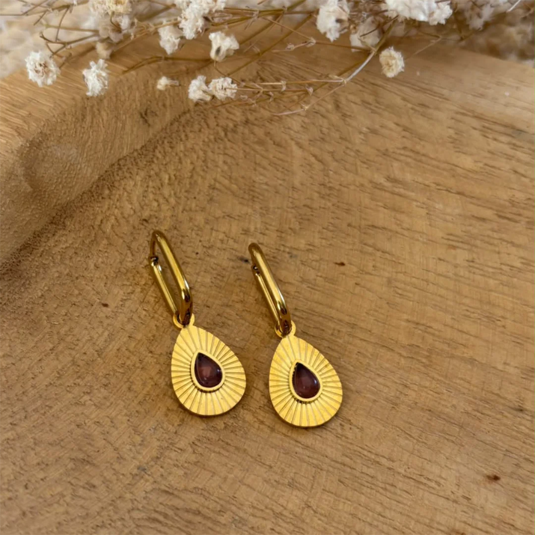 Boucles d'oreille Améthyste — Acier Inoxydable